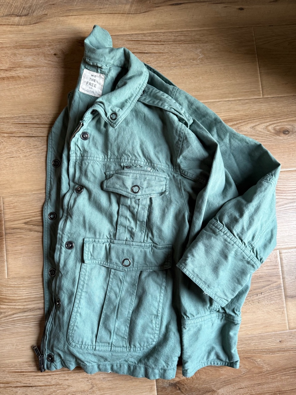 Free People We The Free Sage Green Jacket with Front Pockets - Picture 6 of 8